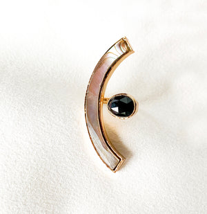 Grey Mother of Pearl & Onyx Ring
