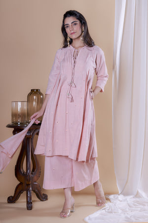 Pink Pleated Dress Set
